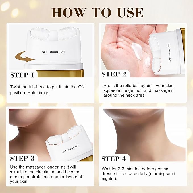 [2025 Upgrade] AH8 Firming Neck Cream with Roller - Tightening & Lifting Cream for Sagging Skin, 8-HA Clockwise Neck Cream for Face & Body Skin Tightening Cream with Massage Roller-VivaGrace Women