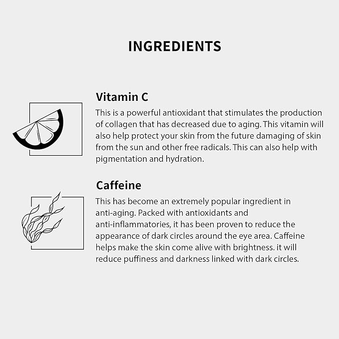 Gle Vitamin C Eye Serum for Dark Circles, Eye Wrinkles, Redness and Puffy Eyes | Anti-Aging Treatment with Caffeine, Vitamin C Hyaluronic Acid | Hydrating & Brightening Scent-Free | (Pack of 2)-VivaGrace Women