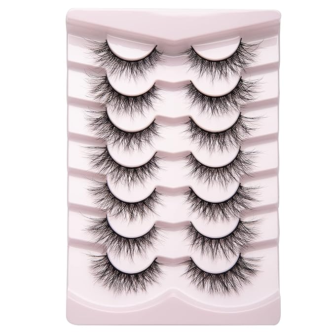 Fake Lashes Natural Wispy Lashes Airy Volume Faux Mink Lashes Fluffy Long False Eye Lashes Sets Pack 18MM Reusable Eyelashes A05-VivaGrace Women