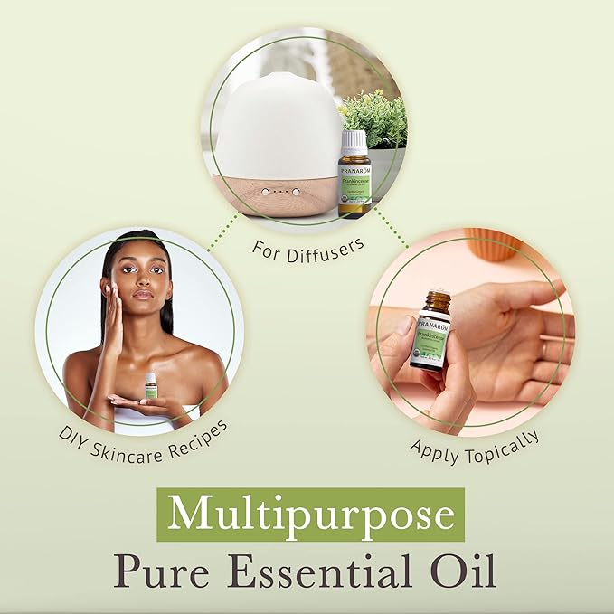 Pranarom USDA Certified Organic Frankincense Essential Oil (5ml), 100% Pure Undiluted Therapeutic Grade from Somalia for Aromatherapy, Diffuser, Skincare, Relaxation, Meditation-VivaGrace Women