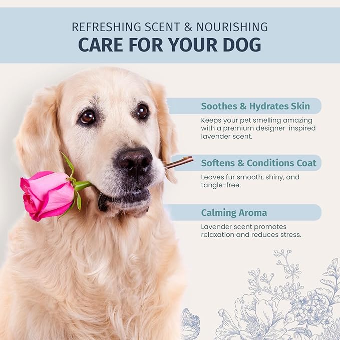 Natural Pet Cologne - Powdery Floral Scent, 3-in-1 Deodorizing, Conditioning & Moisturizing Spray for Dogs & Cats - Long Lasting. Daily Use, 8 fl oz (Female Pet)-VivaGrace Women