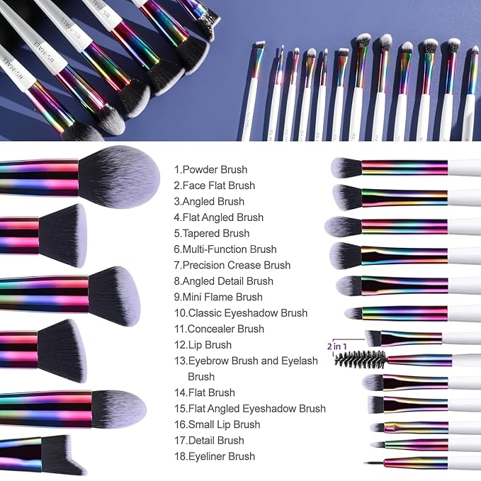 BS-MALL Makeup Brushes Makeup Tools Kit Premium Synthetic Powder Foundation Contour Concealers Lip Brushes Set 18 Pcs-VivaGrace Women