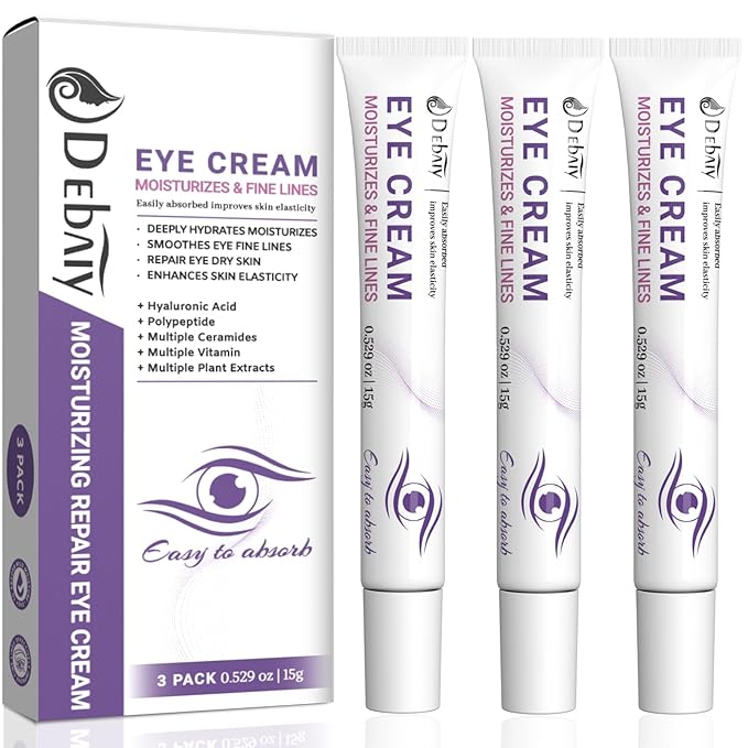 3 Pack Eye Cream Hydrating & Repairing with Hyaluronic Acid & Peptides - Moisturizes, Smooths Fine Lines, Enhances Elasticity (Each 0.529oz | 15g)-VivaGrace Women