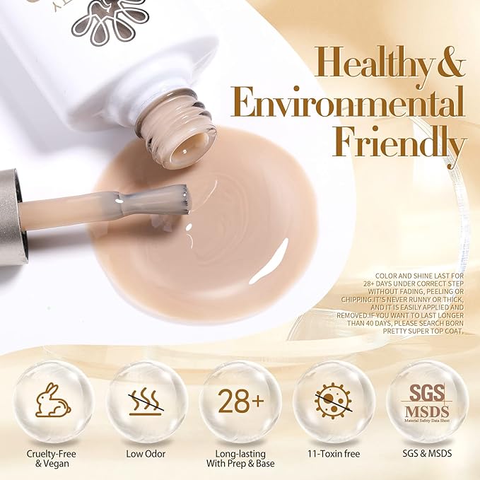 Born Pretty Jelly Gel Nail Polish Nude Set Crystal Transparent Translucent Sheer Clear 6 Colors Gift Collection Manicure Kit-VivaGrace Women