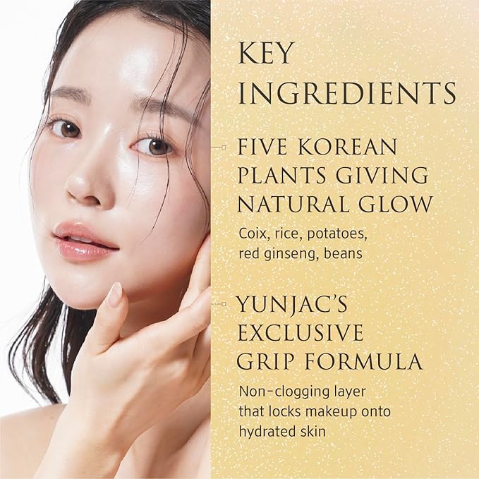 YUNJAC Base Prep (0.85 fl oz) - Grip Primer, Skin Perfecting Makeup Base for Korean Skin Prep. Silicone-Free, Serum Texture for Glowing, Flawless, and Long-Lasting Makeup-VivaGrace Women