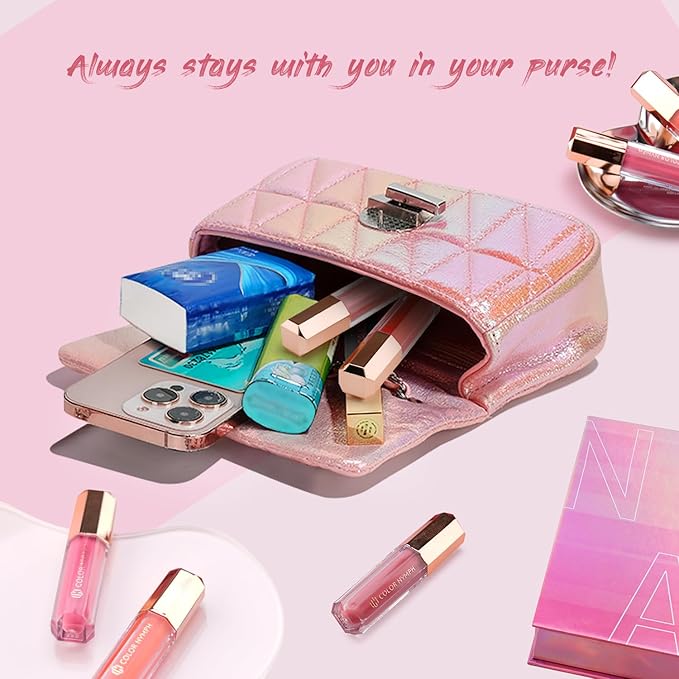 Color Nymph 16 PCS Lip Glosses Collection, Shimmery Lip Glosses for Women and Girls, Long Lasting Color Lip Gloss Set with Rich Varied Colors (Iridescent Pink)-VivaGrace Women