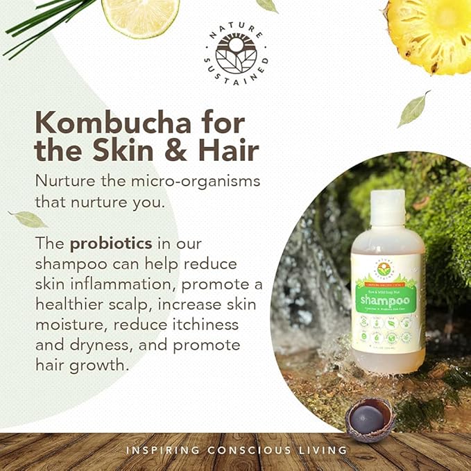 Organic Shampoo - Raw & Wildcrafted with Probiotics, Hypoallergenic Natural & Sulfate Free Shampoo for Sensitive Scalp, Dry Hair, Dandruff, Gallon, Lemongrass-VivaGrace Women