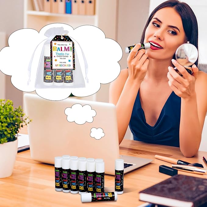 100 Pack Employee Appreciation Gifts Bulk Lip Balms Favors Bulk Small Thank You Gifts Team Appreciation Inspirational Gifts for Women Men Coworkers Staff Teachers Nurses-VivaGrace Women