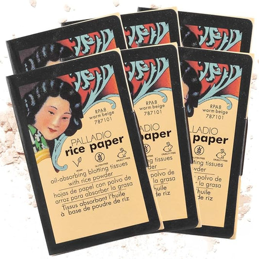 Palladio Face Blotting Tissue Sheets Made from Natural Rice Powder for Oily Skin, Oil Absorbing Paper, 2 Sided, Instant Results, Warm Beige, 40 Count-VivaGrace Women