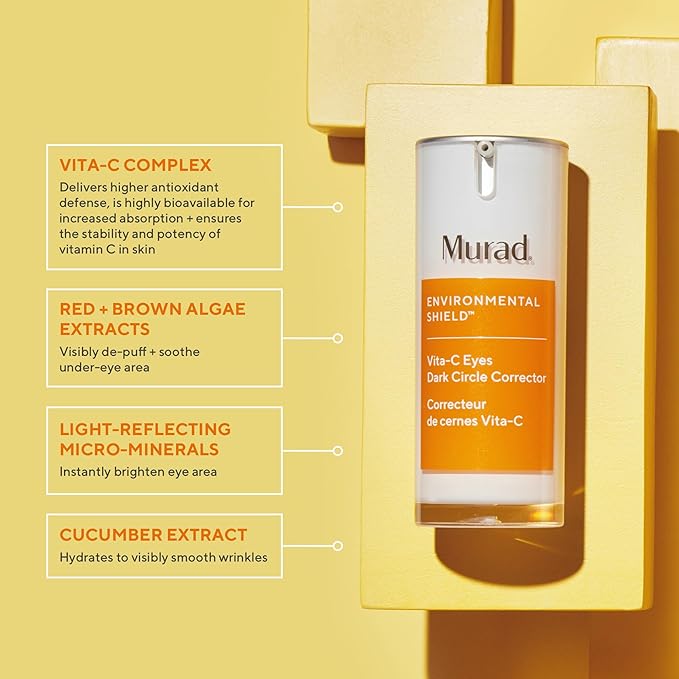 Murad Vita-C Eyes Dark Circle Corrector – Environmental Shield Vitamin C Brightening Serum – Anti-Aging Treatment for Puffiness and Wrinkles, 0.5 Fl Oz-VivaGrace Women