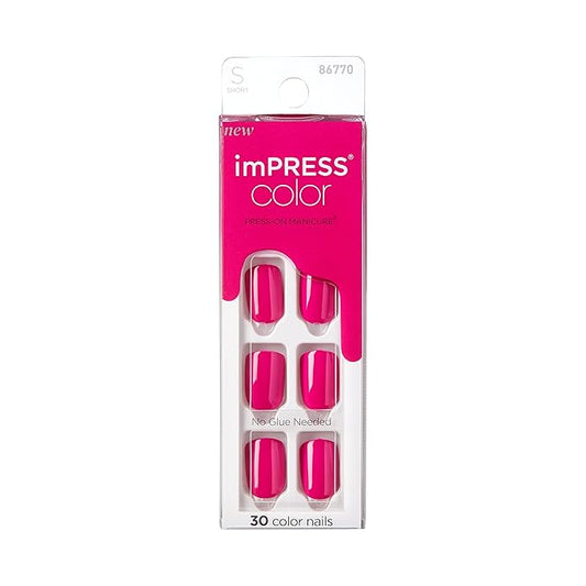 KISS imPRESS Color Press-On Nails Polish-Free Manicure Set, ‘Orchid Festival’, 30 Chip-Proof, Smudge-Proof Fake Nails