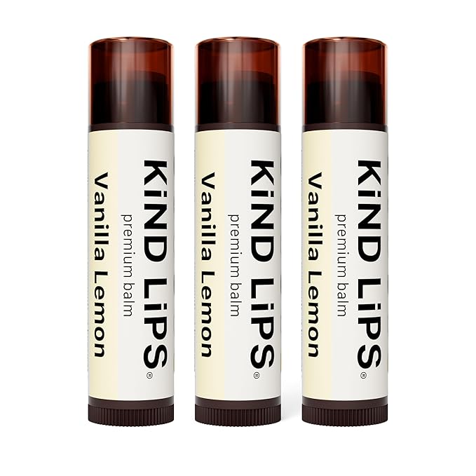 Kind Lips Lip Balm - Nourishing & Moisturizing Lip Care for Dry Lips with Shea Butter, Beeswax & Vitamin E | Vanilla Lemon Flavor | 0.15 Oz (Pack of 3)-VivaGrace Women