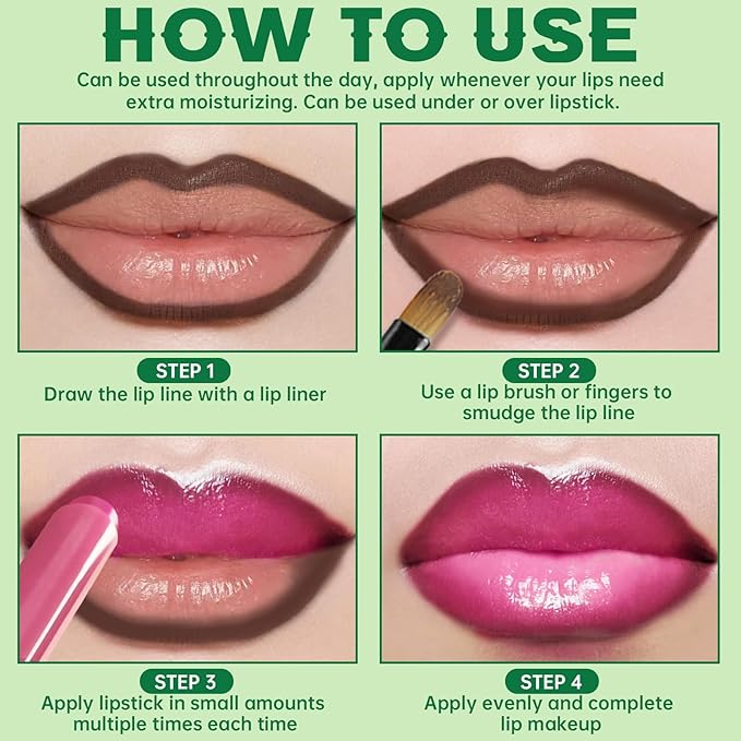 2 in 1 Solid Click Lip Gloss Pen With Brown Lip Liner Set Moisturizing Long Lasting Light Pink High Glossy Jelly Tinted Lip Balm Juicy Buildable Lip Plumper Makeup for Women-VivaGrace Women