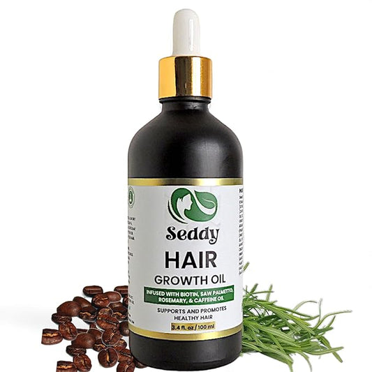 Seddy Rosemary Mint Hair Growth Oil – Caffeine, Rosemary, Castor, Biotin, Peppermint, Argan & Jojoba | Hair Growth Oil & Scalp Treatment for Thicker, Fuller, Healthier Hair -3.4 Fl. Oz
