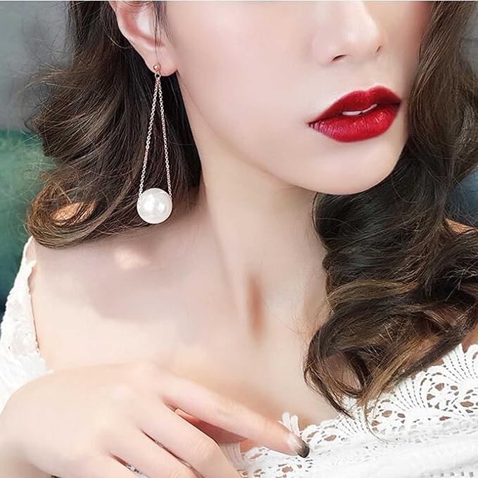 Vintage Pearl Earrings Long Pearl Stud Earrings Boho Gold Pearl Pendant Earrings Big Pearl Dangling Earrings Jewelry for Women and Girls-VivaGrace Women