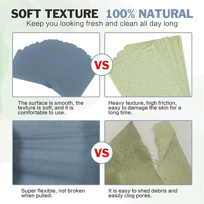 Natural Bamboo Charcoal Oil Absorbing Tissues - 6pk/600 Oil Blotting Sheets For Face, Oil Control Film, Oil Absorbing Sheets, Makeup Friendly-VivaGrace Women