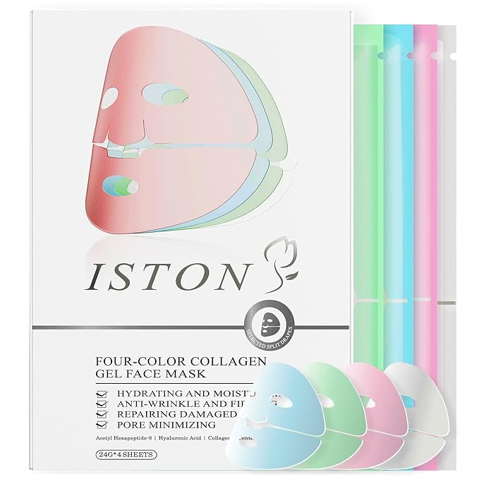 ISTON 4-in-1 Bio-Collagen Real Deep Mask Set -Plump Sagging Skin,Deep Hydration,Soothe & Repair,Nourish & Firm, Overnight Hydrogel Mask for All Skin Type-VivaGrace Women