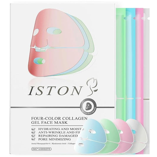 ISTON 4-in-1 Bio-Collagen Real Deep Mask Set -Plump Sagging Skin,Deep Hydration,Soothe & Repair,Nourish & Firm, Overnight Hydrogel Mask for All Skin Type-VivaGrace Women