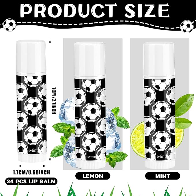 24 Pcs Soccer Lip Balm Soccer Team Gifts Soccer Party Favors Soccer Lip Balm Gift for Soccer Team Soccer Party Guest Supplies-VivaGrace Women
