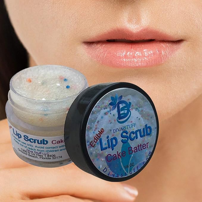 Diva Stuff Ultra Hydrating Lip Scrub for Soft Lips, Gentle Exfoliation, Moisturizer & Conditioner, Cake Batter Flavor – ¼ oz (Made in the USA)-VivaGrace Women