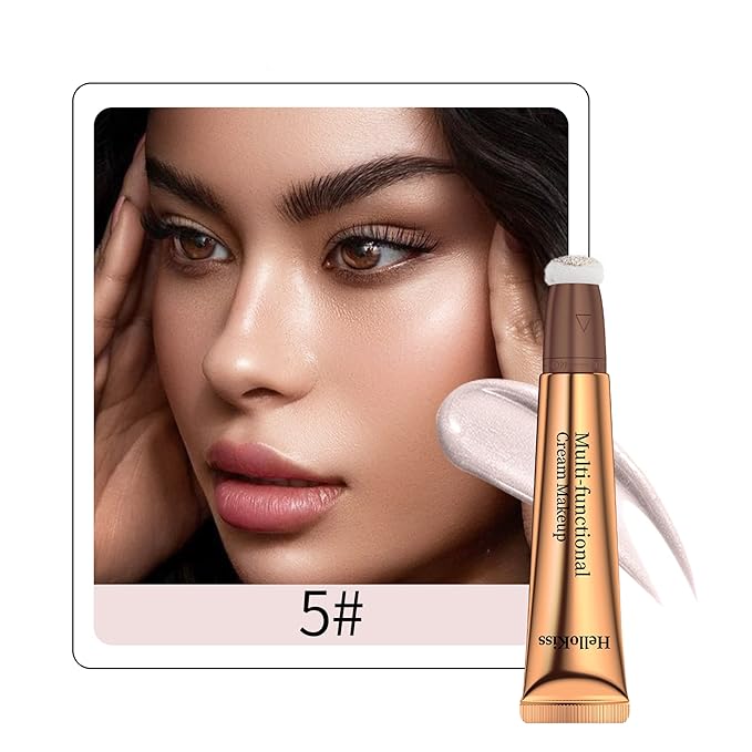 Liquid Highlighter Beauty Wand, Highlight Stick with Cushion Applicator for Easy Blending Long-lasting and Smooth Shimmer Finish Makeup Stick(#05 Pearl White)-VivaGrace Women