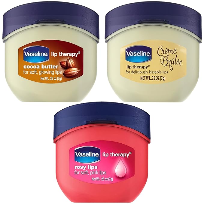 Vaseline Lip Therapy Bundle - Creme Brulee, Rosy Lips & Cocoa Butter, 0.25 Ounce (Pack of 3)-VivaGrace Women