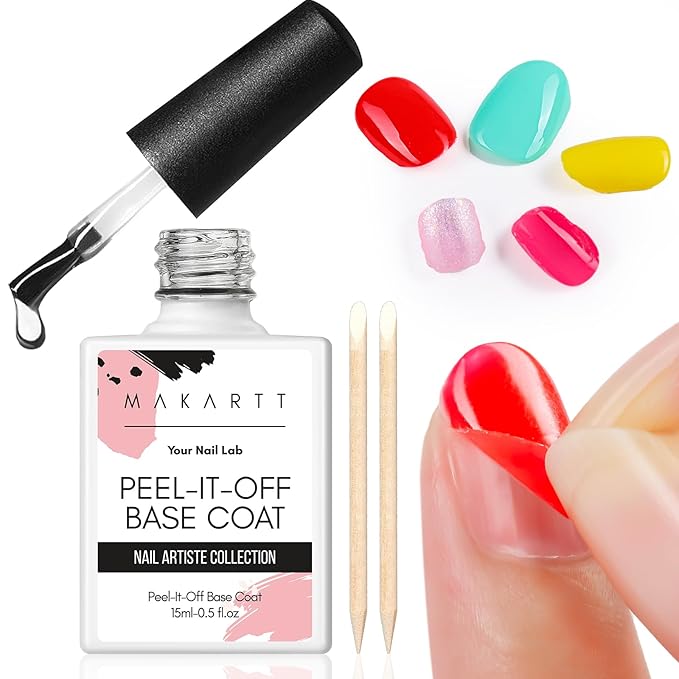Makartt Peel Off Gel Base Coat: 15ML UV Peelable Base for Gel Nail Polish, Press-On, Nail Tips – Easy Removal, No Soak-Off, UV LED Lamp Required, for Beginners Thin Nails-VivaGrace Women