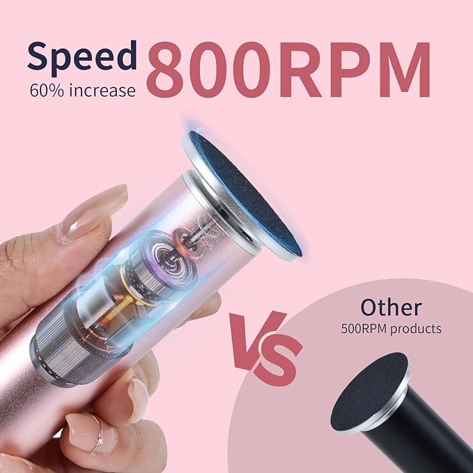 4.8IN Longer Electric Foot Callus Remover with 120pcs Sandpaper Discs, Professional Aluminum Callus Remover for Feet, Stepless Speed Control Pedicure Tools for Dead Skin (Black-pro)-VivaGrace Women