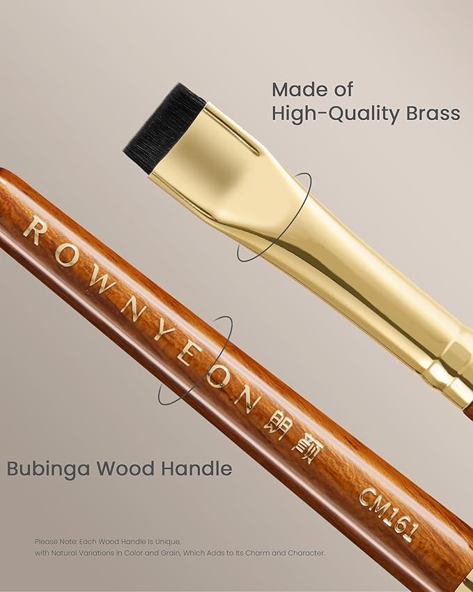 Desert Oak Series Precision Thin Eyeliner Brush - Dual-Ended Angled & Concave Tips for Winged Lines/Tightlining, Gel & Liquid Liner Compatible, Ebana Handle (CM 161)-VivaGrace Women