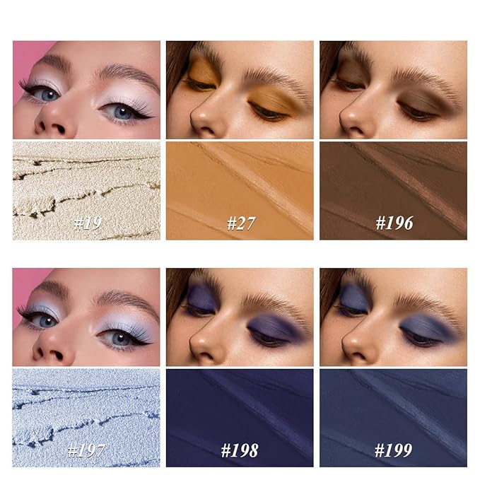 Blue Eyeshadow Stick Makeup 6PCS Set, Dark Blue Brown Metallic Shimmer Matte Cream Eye Shadow Eyeliner Brightener Pencil Crayon - JEANS BLUE-VivaGrace Women