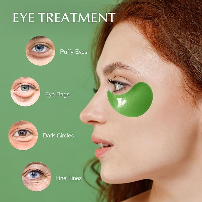Under Eye Patches for Dark Circles: 30 Pairs Green Tea Eye Gels Pads - Reduce Eye Bags, Wrinkles & Puffy - Skin Treatment Mask Retinol Collagen - Anti Aging & Face Moisturizer For Women (Green Tea)-VivaGrace Women