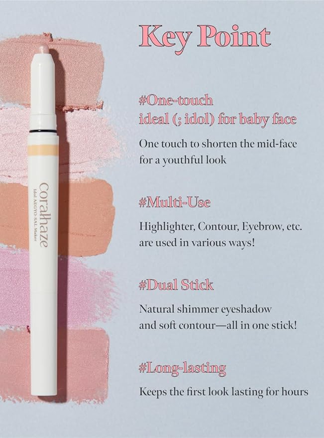 CORALHAZE Idol AEGYO-SAL Maker 05 Dreamy Rose, 2-in-1 Under-Eye Highlighter and Contour Liner for Bright, Voluminous Eyes, Long-Lasting, Smudge-Proof Shimmer Stick with Natural Glow, Korean Beauty-VivaGrace Women