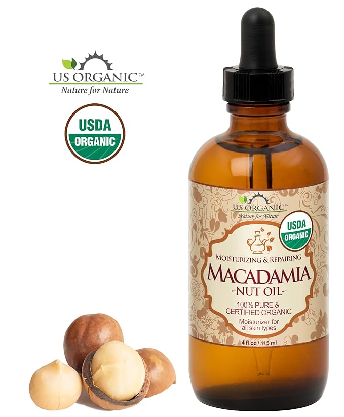 US Organic Macadamia Nut Oil Unrefined Virgin, Certified Organic, Pure & Natural, Cold Pressed, Sourced in Kenya, in Amber Glass Bottle w/Glass Eye dropper for Easy Application (4 oz (Large))-VivaGrace Women