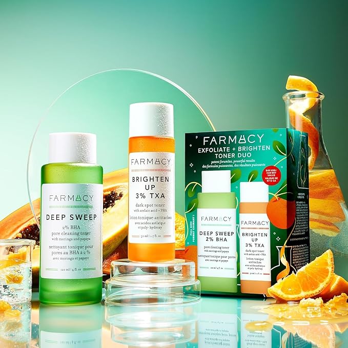 Farmacy 2% Salicylic Acid Toner for Face + 3% Tranexamic Acid Brightening Toner - Exfoliating Skincare Set to Minimize Pores + Reveal a Healthy-Looking Complexion (2 Count)-VivaGrace Women