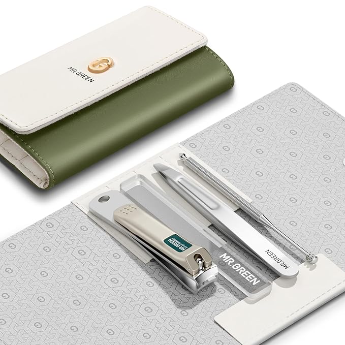 MR.GREEN Colorful Manicure Set Practical Pedicure Kits Nail Clippers Personal Care Tools Facial Hair Scissors with Fashion Case (Mr-6681 Green)-VivaGrace Women
