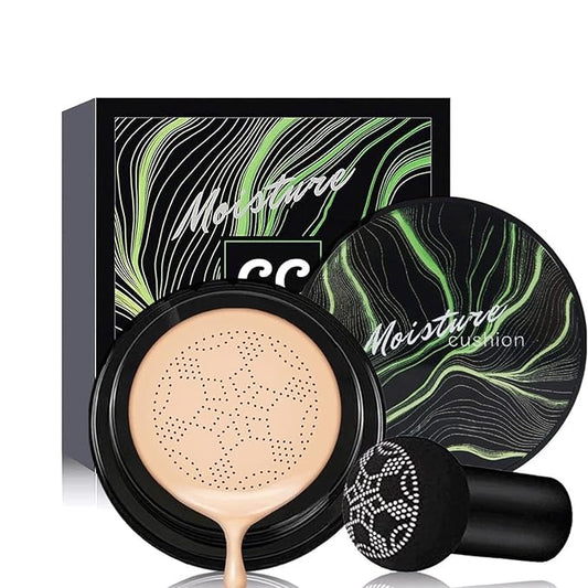 Mushroom Head Air Cushion CC Cream Nature Foundation,Moisturizing BB Cream Makeup Long Lasting Matte Concealer,Bright Makeup Base Long Lasting with Mushroom Makeup Sponge(#03 Warm Nude)-VivaGrace Women