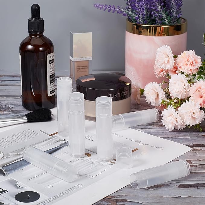 NICENEEDED 15 Pcs Lip Balm Tubes, Empty DIY Lipstick Tubes, Refillable 5g Lip Balm Containers Plastic Lip Gloss Tubes Deodorant Containers with White Caps Twist Tubes for making Gifts, Travel-VivaGrace Women