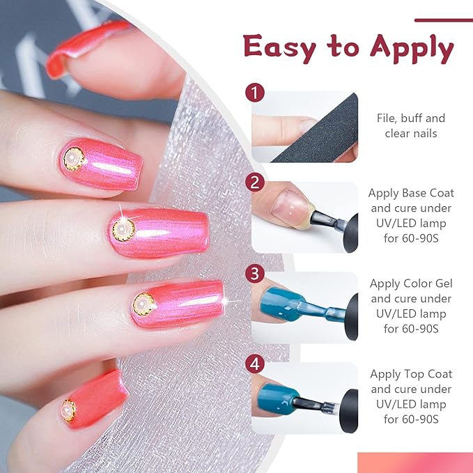 JODSONE Gel Nail Polish Starter Set Ribbon Glitter Summer Light Winter Dark Glossy 36-Piece Multi-color Gel Nail Polish Set-VivaGrace Women