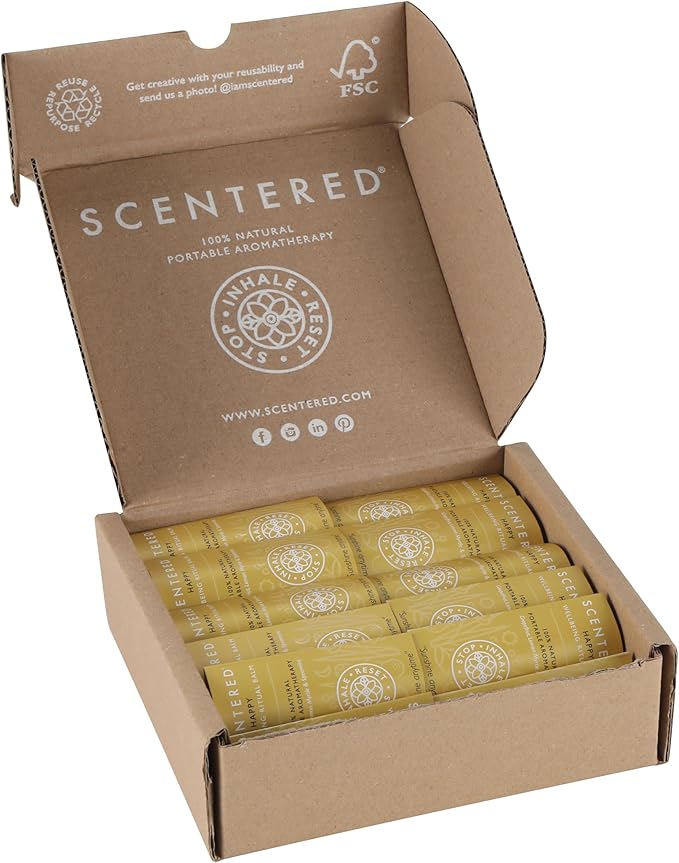 Scentered Party Favors for Wedding, Anniversary, Birthday - 30 x Mini Aromatherapy Inhaler Balm Sticks - Happy: Uplifting Essential Oils Blend - Adult Party Favors for Women & Men-VivaGrace Women