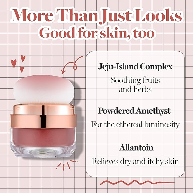Hope Girl 3D Powder Blusher 0.17oz | Skin-Loving Korean Mini Blush for Cheeks and Eye Makeup w/Allantoin | K Beauty Cool Toned Vibrant Sunkissed Fine Powder Makeup Blush Cosmetics (#07 Dry Rose)-VivaGrace Women