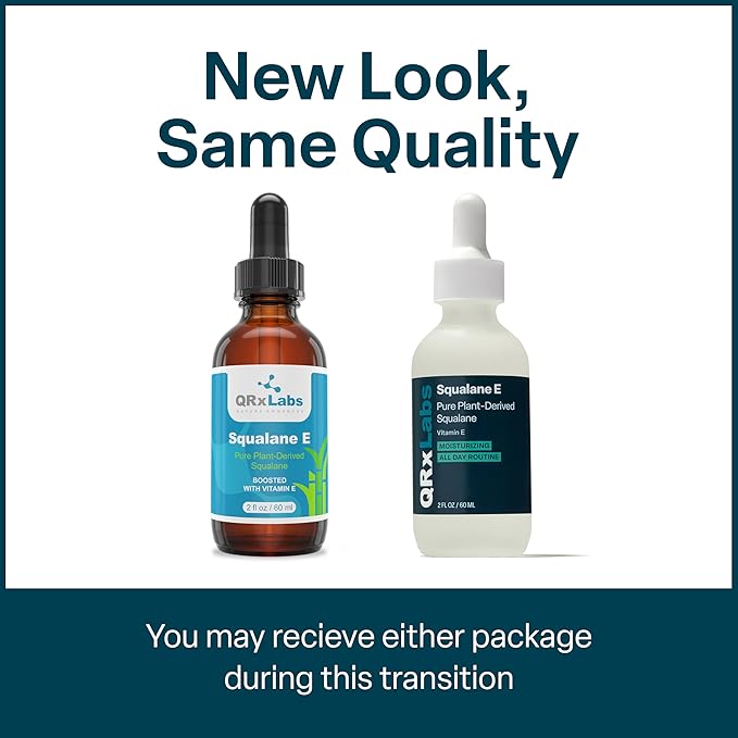 QRxLabs Pure Organic Squalane Oil & Vitamin E Oil for Face & Skin - 2 Fl Oz - USDA & ECOCERT Certified Organic Sugarcane - Hydrating Facial, Body & Hair Formula - Reduces Fine Lines & Wrinkles-VivaGrace Women