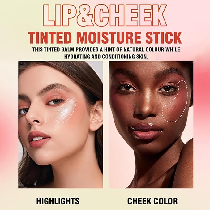 Multi-Use Makeup Blush Stick, Beauty Tinted Solid Blush Stick, 3-in-1 Cream Blush Stick for Cheek/Eyes/Lips, Waterproof Moisturizer Stick, Suitable for All Skin (02# Coral Orange)-VivaGrace Women