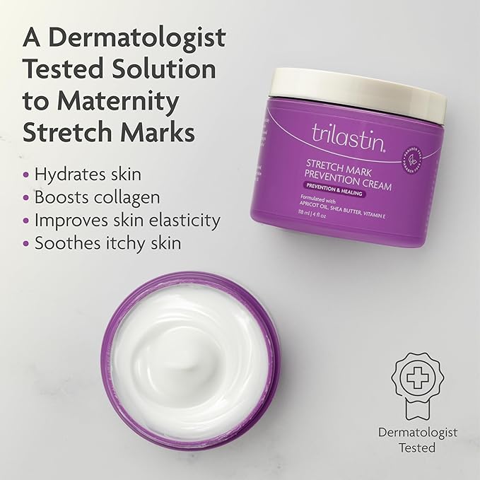 TriLASTIN Maternity Stretch Mark Cream for Pregnancy - 4 fl oz - Paraben-Free & Hypoallergenic - Prevents Stretch Marks & Improves Elasticity - Shea Butter & Belly Cream for Pregnant Women-VivaGrace Women