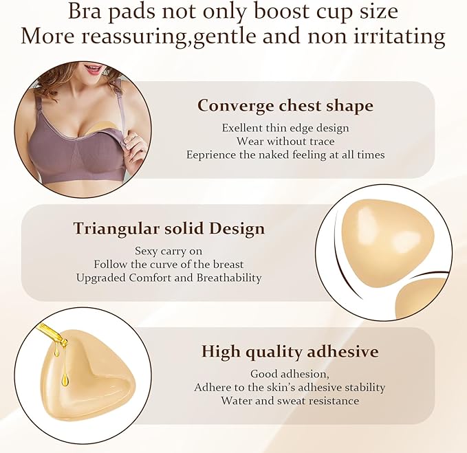 Sticky Bra Breast Enhancement, Sticky Bra Push Up Double Sided Bra Inserts Bra Pads for Bikini & Swimsuit Sport-VivaGrace Women