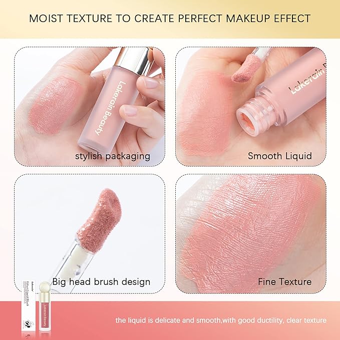 Liquid Blush, Soft Cream Liquid Blush for Cheeks, Light Weight,Long Lasting, Smudge Proof, Natural-Looking, Dewy Finish, For Natural-looking Flush & Everyday Wear(03#)-VivaGrace Women