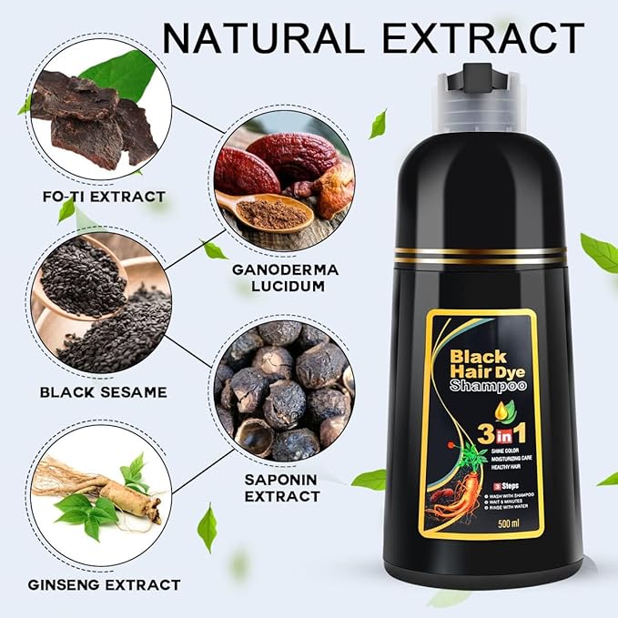 Black Hair Dye Shampoo 3 in 1 for Women/Men for Gray Coverage Instant Hair Color Shampoo Semi Permanent Champu Para Cana-VivaGrace Women