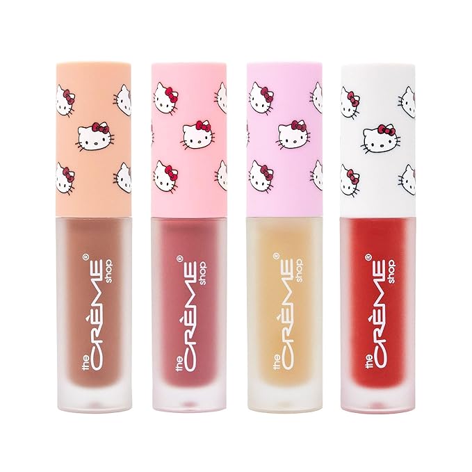 The Crème Shop x Sanrio Hello Kitty Collection: Ultimate Lip Elixir - Kawaii Kiss Lip Oil Set with Nourishing Ingredients - Perfect for Hydration, Shine, and a Hint of Tint (Set of 4)-VivaGrace Women