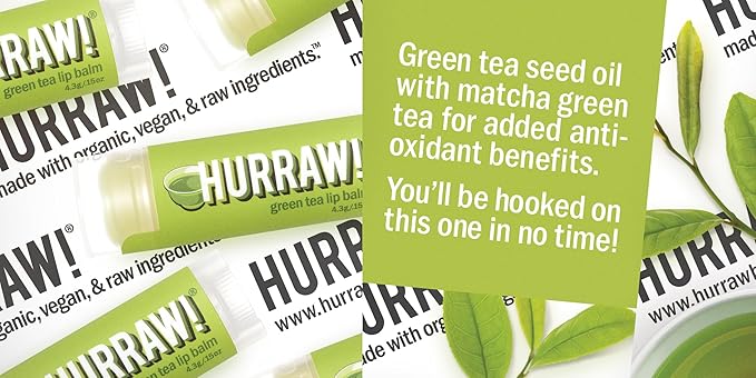 Hurraw! Green Tea Lip Balm: Organic, Certified Vegan, Cruelty and Gluten Free. Non-GMO, 100% Natural Ingredients. Bee, Shea, Soy and Palm Free. Made in USA-VivaGrace Women