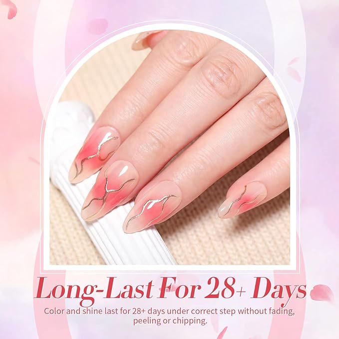 Born Pretty Jelly Nude Pink Gel Nail Polish Sheer Transparent Gel Polish 6Colors Soak Off U v Light Cure Gel Polish Kit for Salon and Nail Art DIY at Home-VivaGrace Women