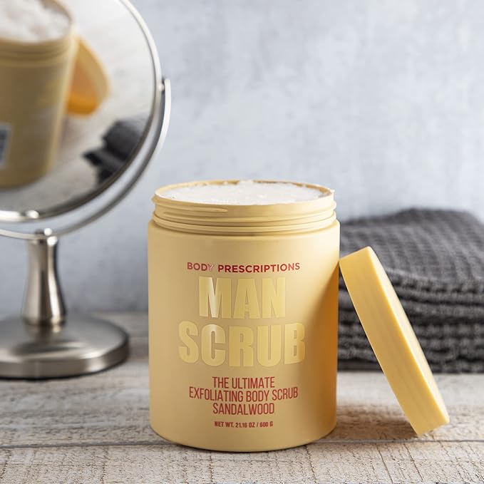 Body Prescriptions Men’s Exfoliating Body Scrub – Ultimate Skin Cleansing Wash in Jar with Twist-Top Lid, For All Skin Types, 21 Ounce (Pack of 1), Sandalwood-VivaGrace Women